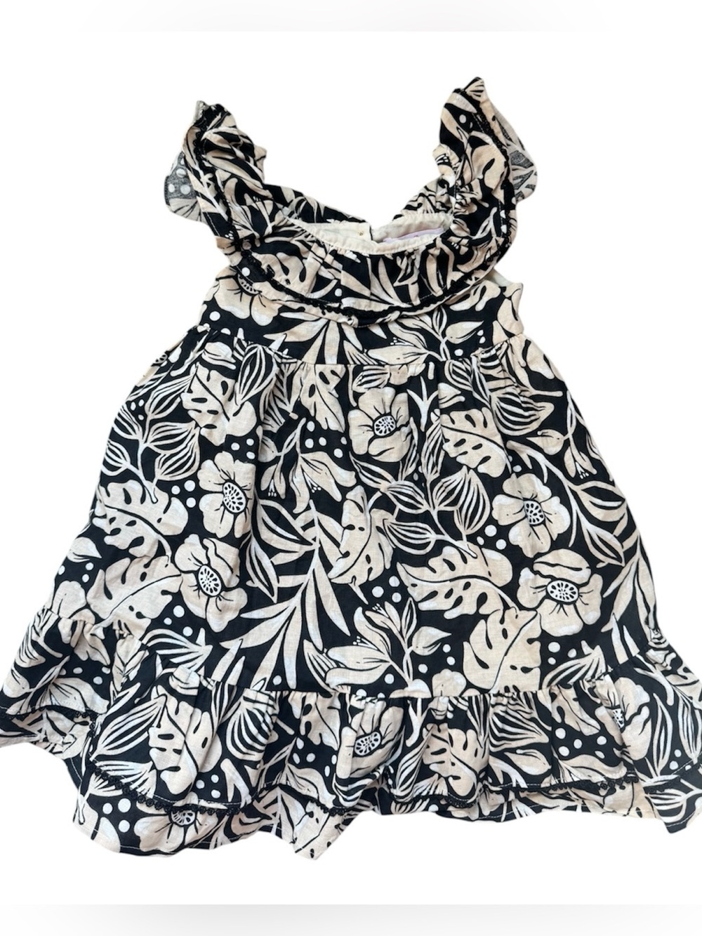 Tommy Bahama neutral Floral Ruffle Sundress Linen tropical dress size 5T